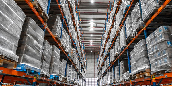 Parte interna de um galpão logístico